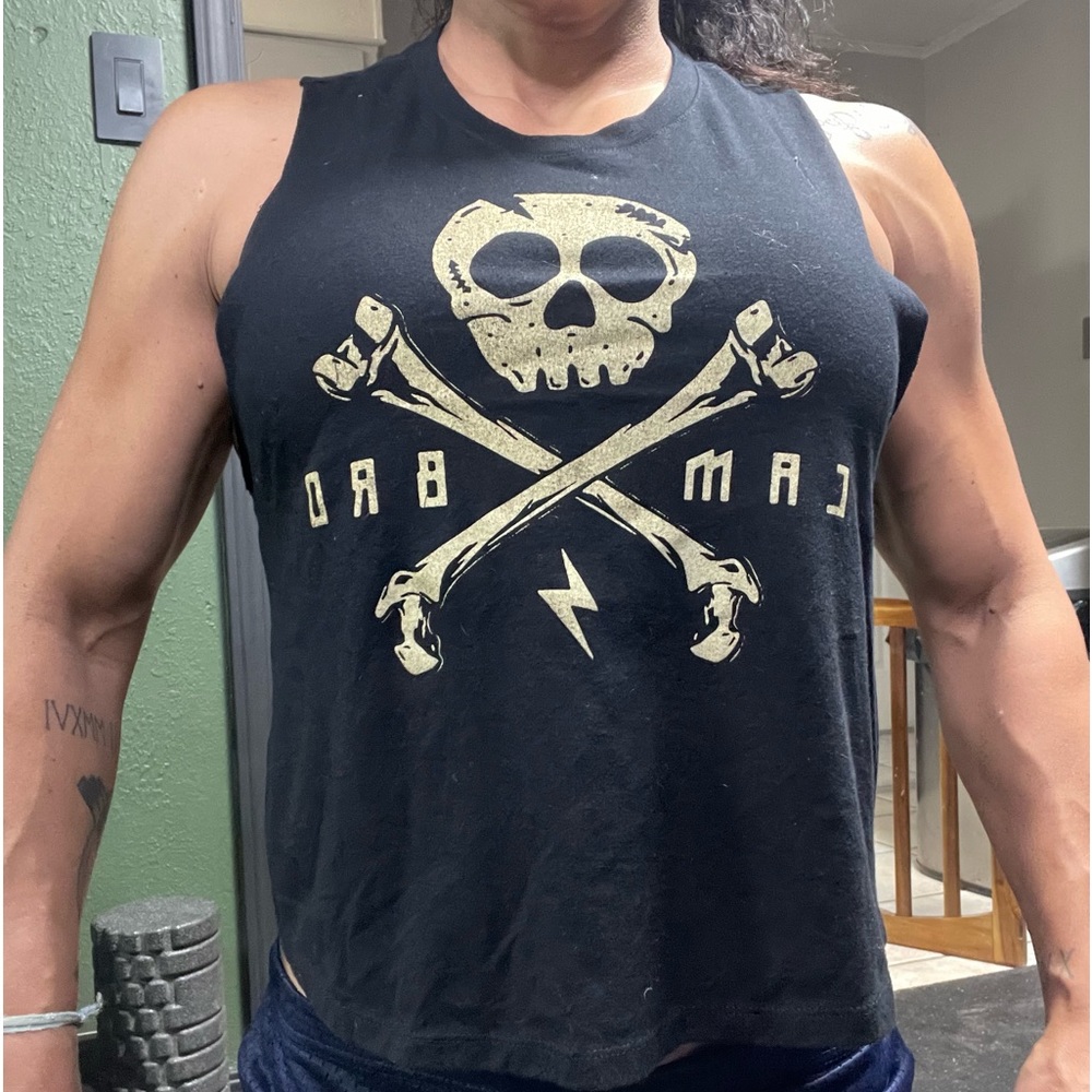 Can Bro skull crop muscle workout top